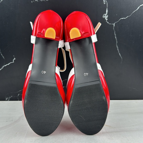 ForeMode Fashion T-Strap Bow Platform Round Toe High Heels Red/White sz 9 - Picture 9 of 11